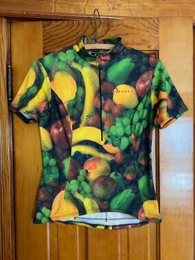 She Beest Cycling Fruit Print  Back Pouch Pockets Jersey Woman's Medium